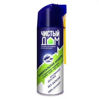 Чистый Дом аэрозоль от клопов, тараканов, блох, муравьев, мух, ос, моли (без запаха), 400 мл