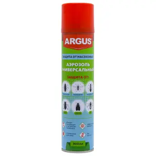 Argus (Аргус) аэрозоль от тараканов, муравьев, мух, комаров, ос, кожеедов (без запаха), 300 мл