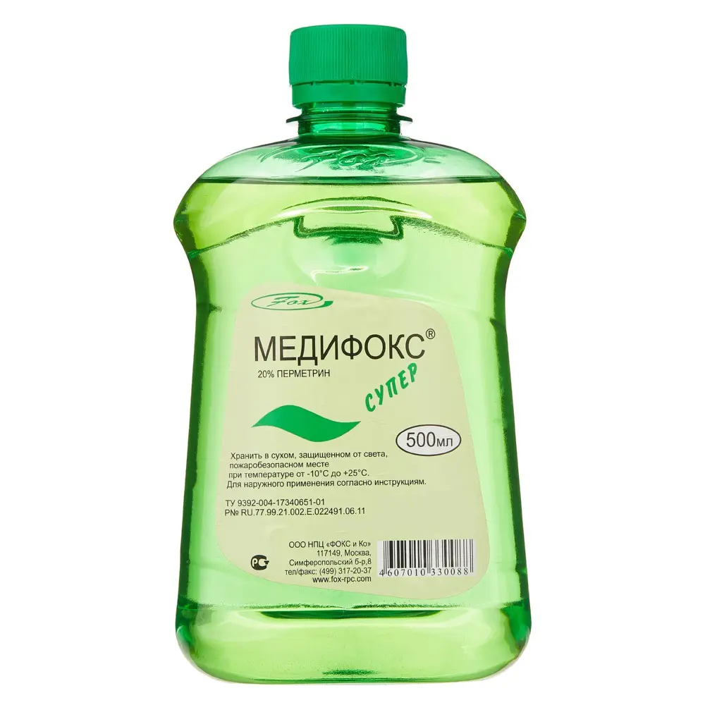 Медифокс Супер средство от платяных, головных, лобковых вшей, чесоточных клещей, 500 мл