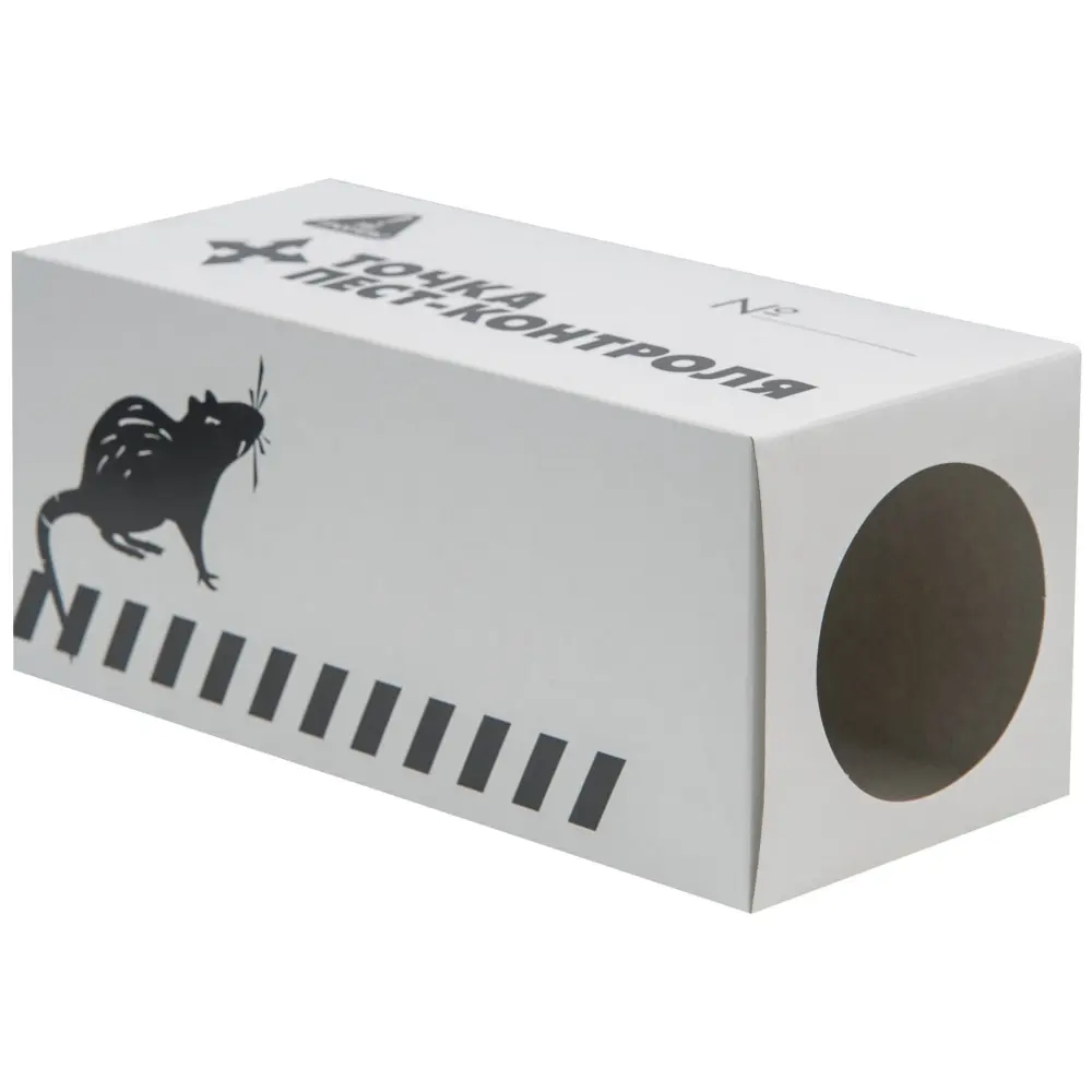 Контейнер картонный для раскладки родентицидов (для крыс) (белый), 1 шт