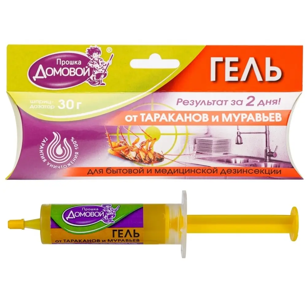 Домовой Прошка гель от тараканов и муравьев (шприц), 30 г