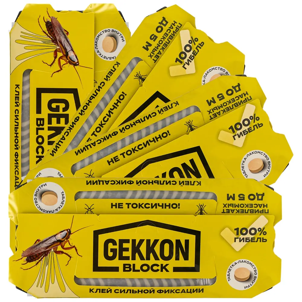 Gekkon (Геккон) Block клеевая ловушка от тараканов и муравьев, 1 шт 4 упак