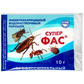 Супер ФАС средство от клопов, тараканов, блох, муравьев, мух, комаров, ос, 10 г