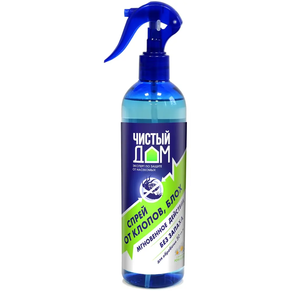 Чистый Дом спрей от клопов, тараканов, блох, муравьев, мух (синий), 400 мл