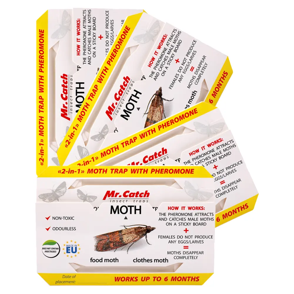 Mr.Catch (Мистер Кэтч) клеевая ловушка для отлова пищевой и одёжной моли с феромоном, 4 шт