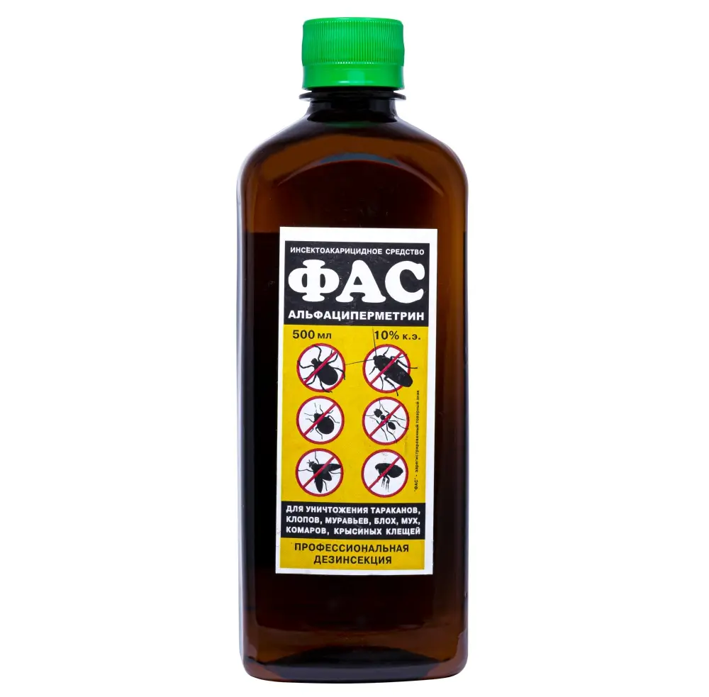 ФАС Альфациперметрин средство от клопов, тараканов, блох, муравьев, комаров, мух, 500 мл