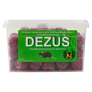Dezus (Дезус) приманка от грызунов, крыс и мышей (парафинированные брикеты), 1 кг