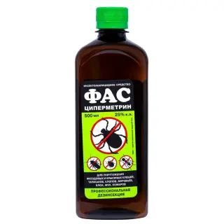 ФАС Циперметрин средство от клопов, тараканов, блох, муравьев, мух, комаров, клещей, 500 мл