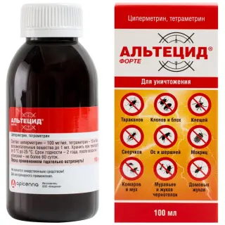 Альтецид Фортэ средство от клопов, тараканов, блох, муравьев, мух, комаров, иксодовых клещей, 100 мл