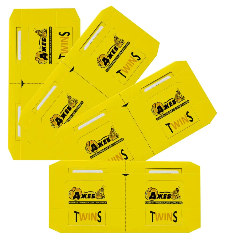 Джеб TWINS клеевая ловушка от тараканов (2 в 1), 1 шт 4 упак