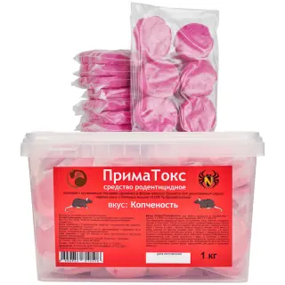 ПримаТокс отрава от грызунов, крыс и мышей (мягкие брикеты) (копченость), 1 кг