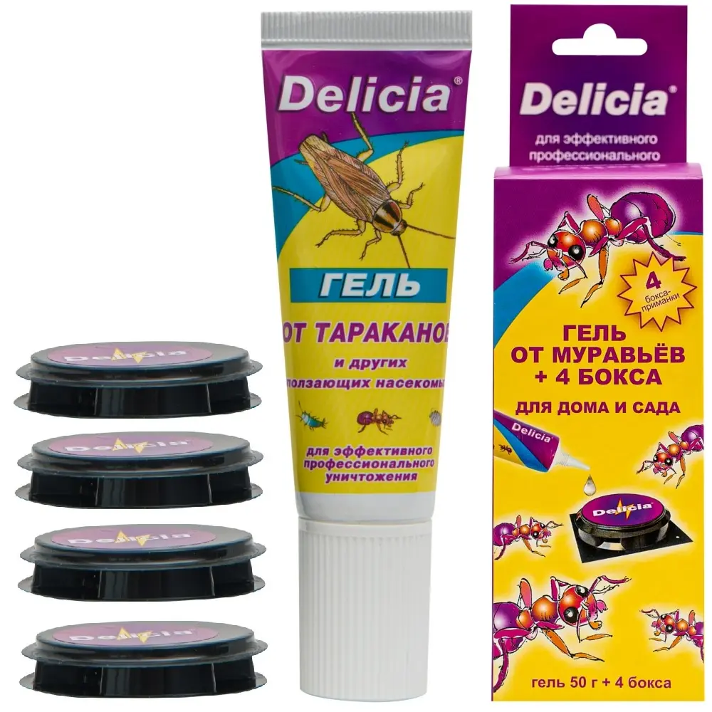 Delicia (Делиция) гель от тараканов (туба), 30 г + 4 бокса, 1 шт
