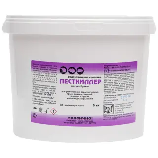 Песткиллер приманка от грызунов, крыс и мышей (ведро) (мягкие брикеты), 5 кг