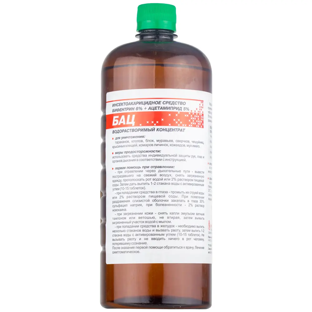 БАЦ средство от клопов, тараканов, блох, муравьев, комаров, мух, кожеедов, чешуйниц, 1 л