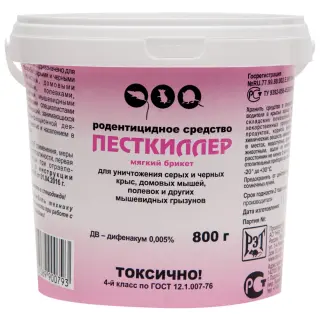 Песткиллер приманка от грызунов, крыс и мышей (ведро) (мягкие брикеты), 800 г