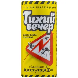Тихий Вечер дымовая шашка от комаров, мокрецов, мошки, мух, слепней, тараканов, блох, 120 г