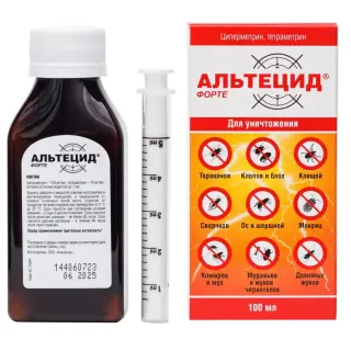 Альтецид Фортэ средство от клопов, тараканов, блох, муравьев, мух, комаров, иксодовых клещей, 100 мл