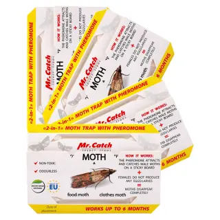 Mr.Catch (Мистер Кэтч) клеевая ловушка для отлова пищевой и одёжной моли с феромоном, 4 шт