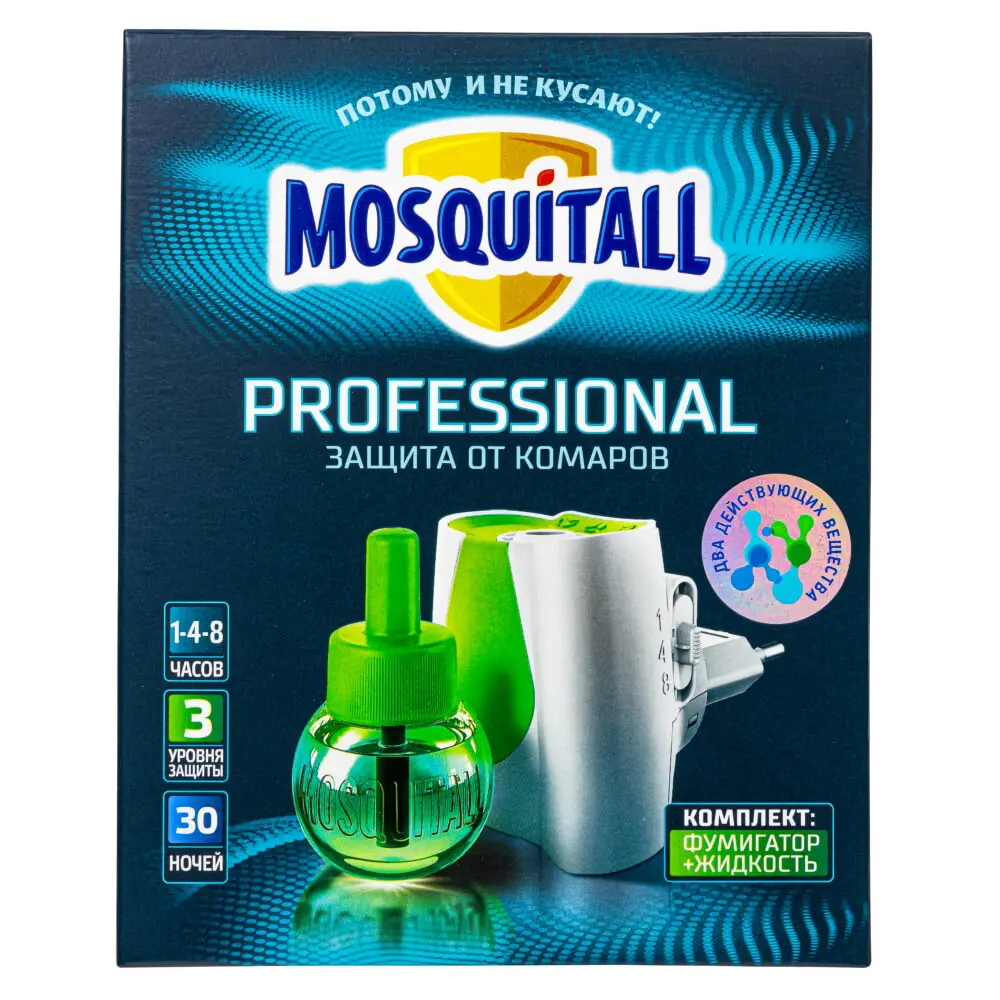 Mosquitall (Москитол) Professional электрофумигатор и жидкость от комаров (30 ночей), 1 шт