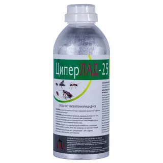 ЦиперЛАД-25 средство от клопов, тараканов, блох, муравьев, мух, комаров, иксодовых клещей, 1 л