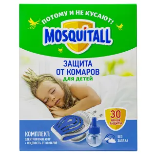 Mosquitall (Москитол) Нежная защита электрофумигатор и жидкость от комаров (30 ночей), 1 шт