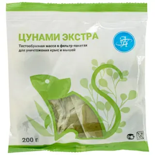 Цунами Экстра приманка от грызунов, крыс и мышей (мягкие брикеты), 200 г