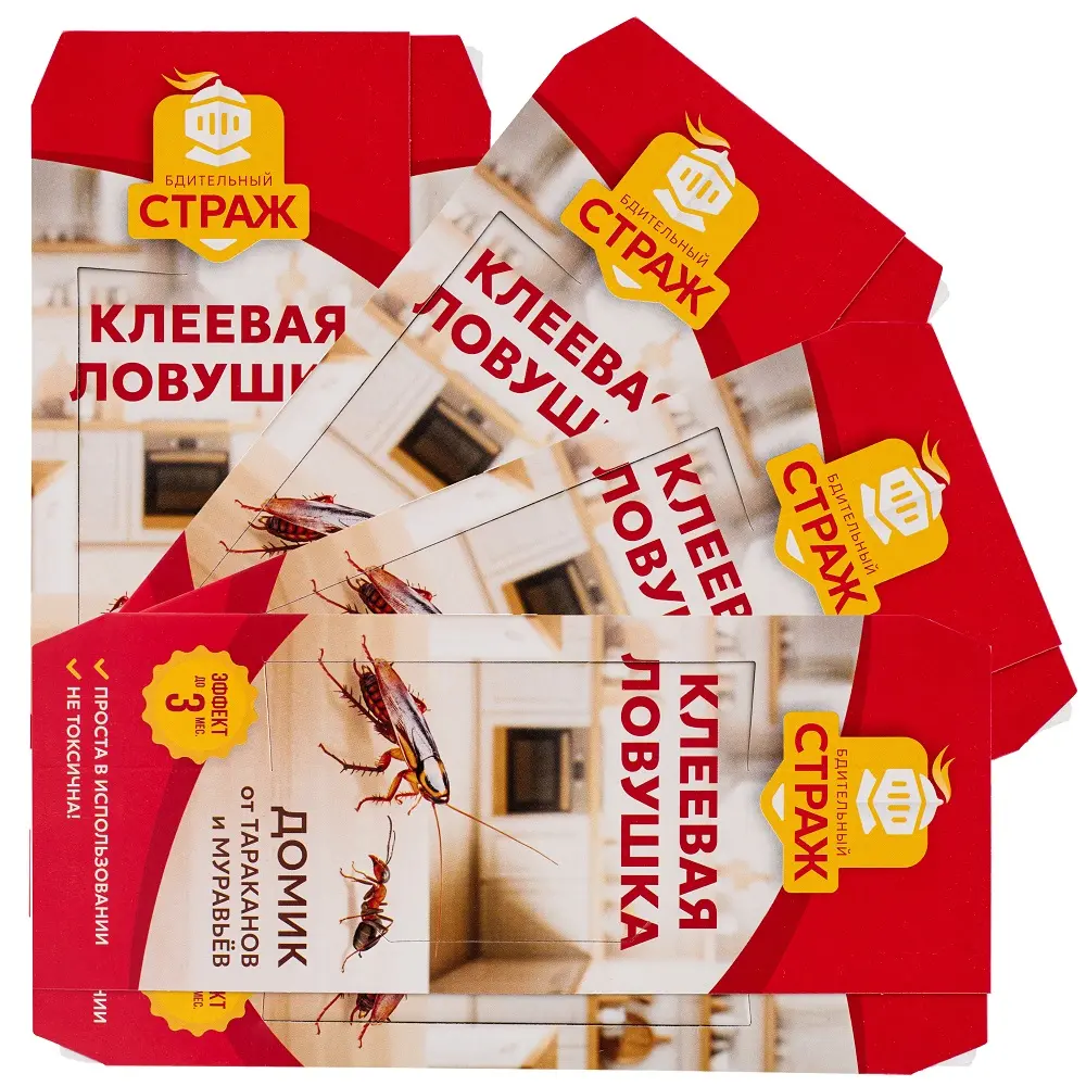 Бдительный Страж клеевая ловушка от тараканов и муравьев, 1 шт 4 упак