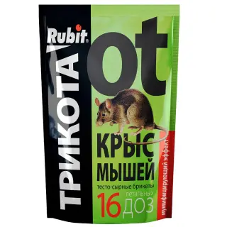 Rubit (Рубит) Трикота приманка от грызунов, крыс и мышей (тесто брикеты) (16 доз), 150 г