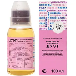 Дуэт средство от клопов, тараканов, блох, муравьев, комаров, мух, 100 мл