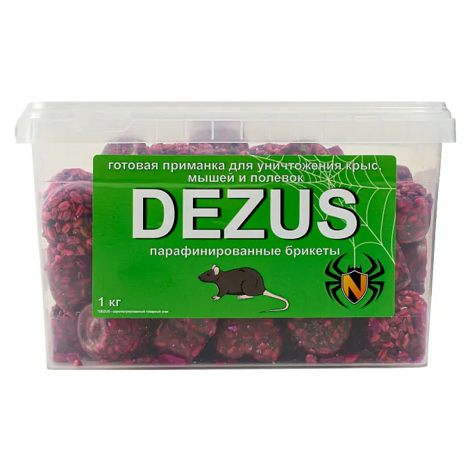 Dezus (Дезус) приманка от грызунов, крыс и мышей (парафинированные брикеты), 1 кг