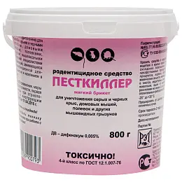 Песткиллер приманка от грызунов, крыс и мышей (ведро) (мягкие брикеты), 800 г