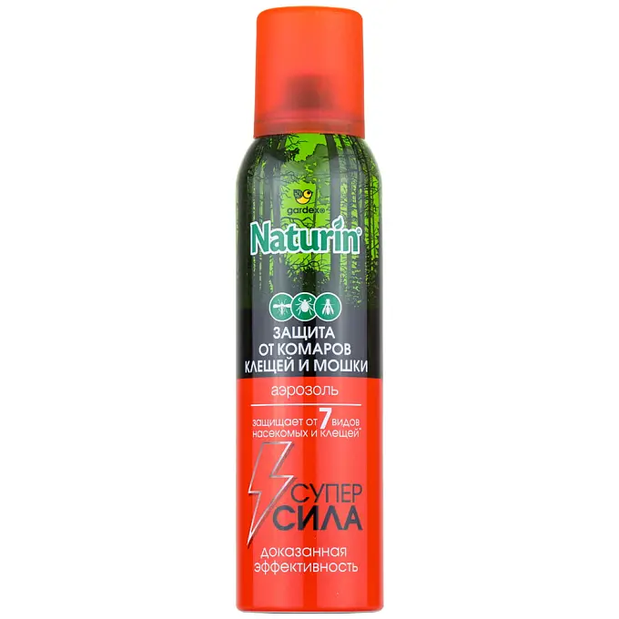 Gardex (Гардекс) Naturin Супер Сила аэрозоль от комаров, клещей, мошки, 150 мл