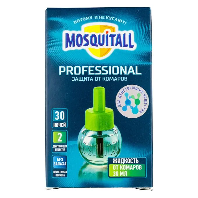Mosquitall (Москитол) Professional жидкость от комаров (без запаха) (30 ночей), 30 мл. Фото N3