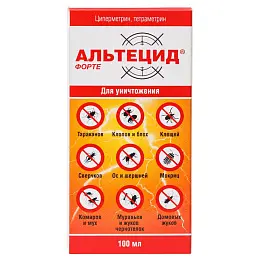 Альтецид Фортэ средство от клопов, тараканов, блох, муравьев, мух, комаров, иксодовых клещей, 100 мл. Фото N3
