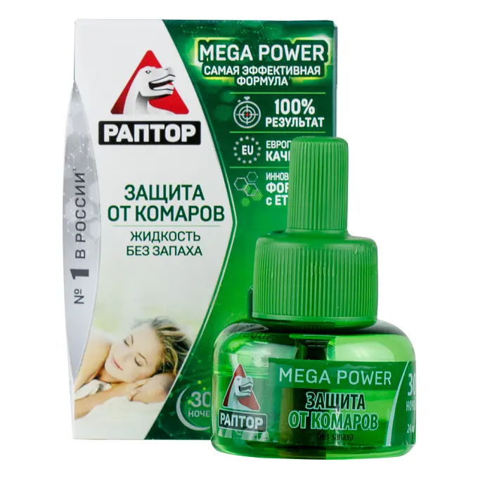 Раптор Mega Power жидкость от комаров (30 ночей), 24 мл