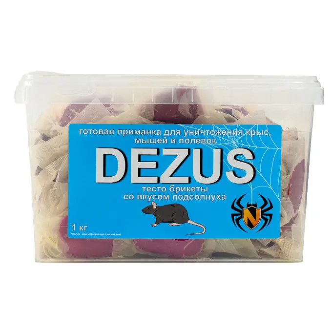 Dezus (Дезус) приманка от грызунов, крыс и мышей (мягкие тесто-брикеты) (подсолнух), 1 кг