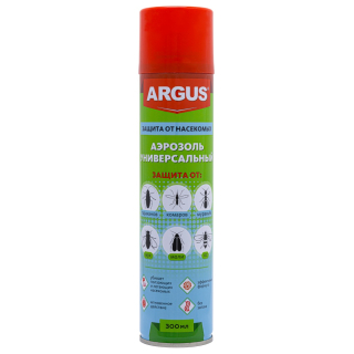 Argus (Аргус) аэрозоль от тараканов, муравьев, мух, комаров, ос, кожеедов (без запаха), 300 мл