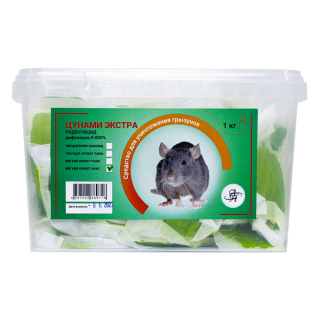 Цунами Экстра приманка от грызунов, крыс и мышей (мягкие брикеты) (анис), 1 кг