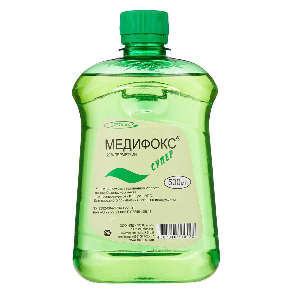 Медифокс Супер средство от платяных, головных, лобковых вшей, чесоточных клещей, 500 мл