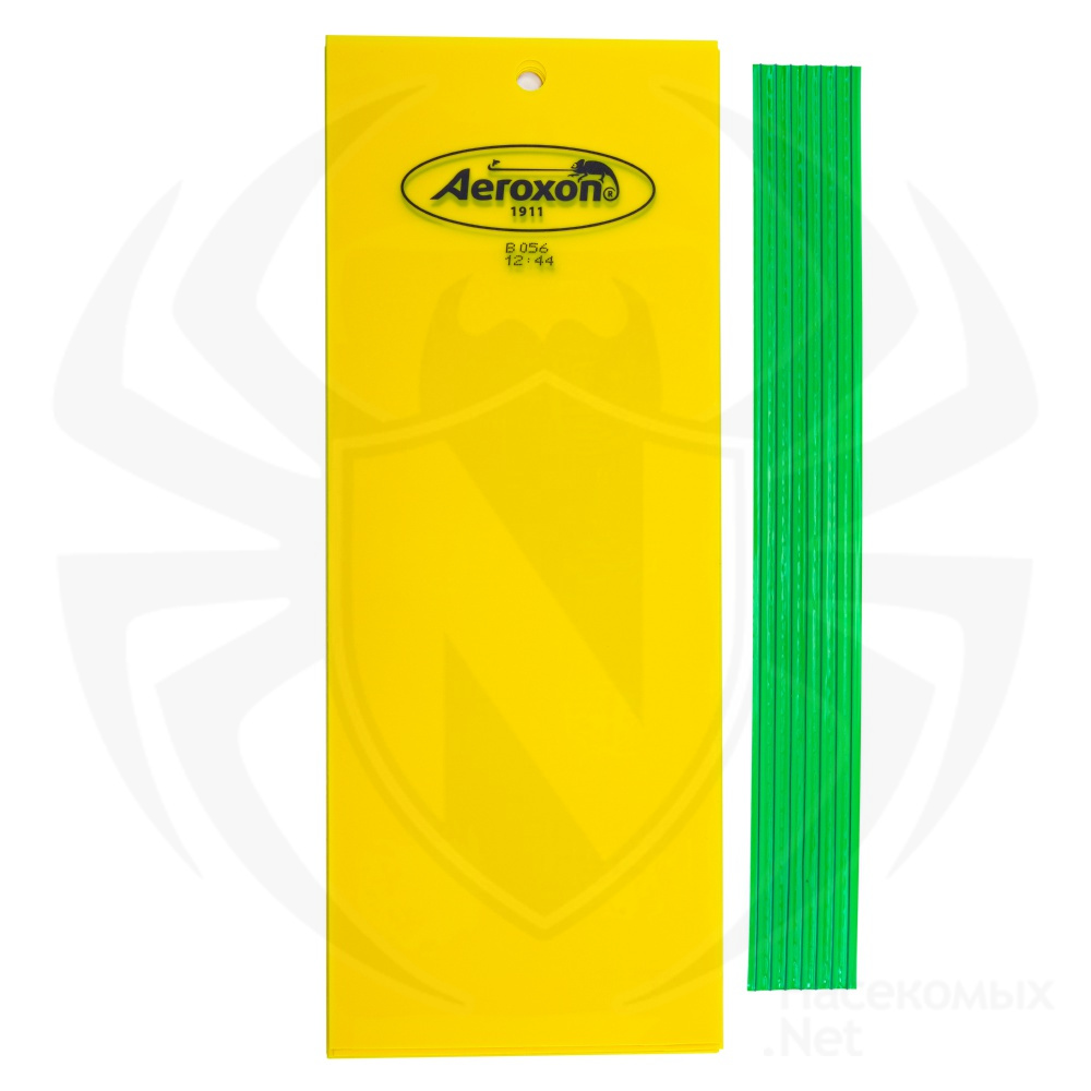Aeroxon (Аэроксон) желтые клейкие пластины для ловли вредных насекомых с креплением, 10x25 см, 7 шт. Фото N2