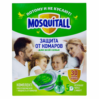 Mosquitall (Москитол) электрофумигатор и жидкость от комаров (без запаха) (30 ночей), 1 шт