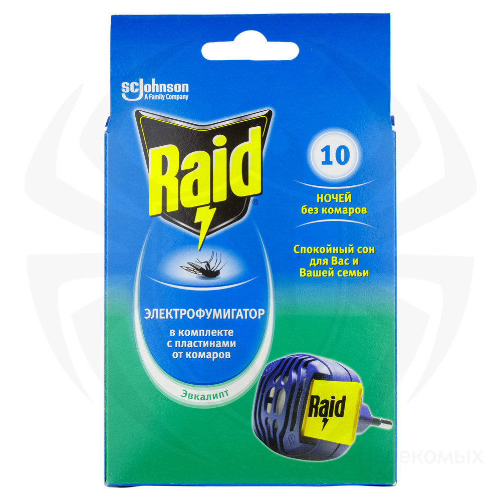 Raid (Рэйд) электрофумигатор и пластины от комаров (эвкалипт), 10 шт