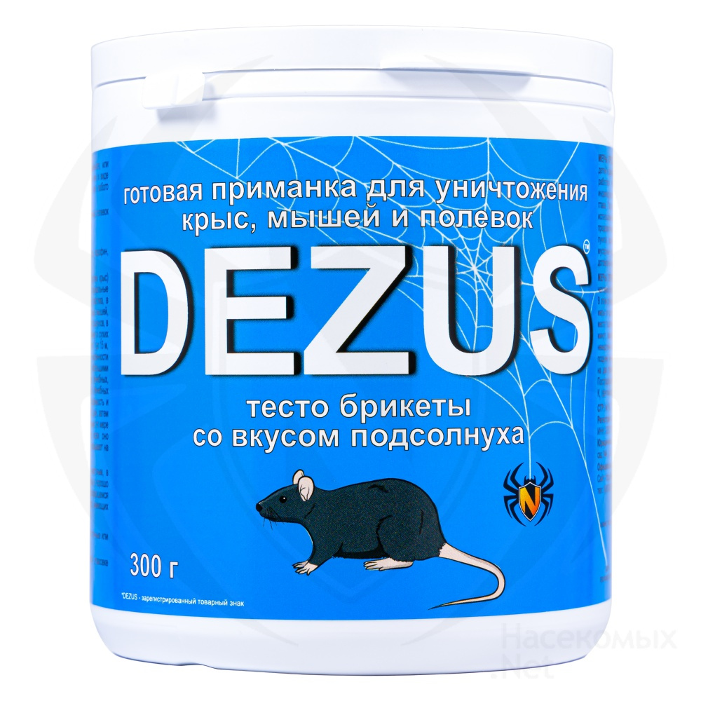 Dezus (Дезус) приманка от грызунов, крыс и мышей (тесто-брикеты) (подсолнух / жареные семечки), 300 г