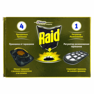 Raid (Рэйд) MAX ловушки от тараканов (4 приманки + 1 регулятор размножения), 1 шт
