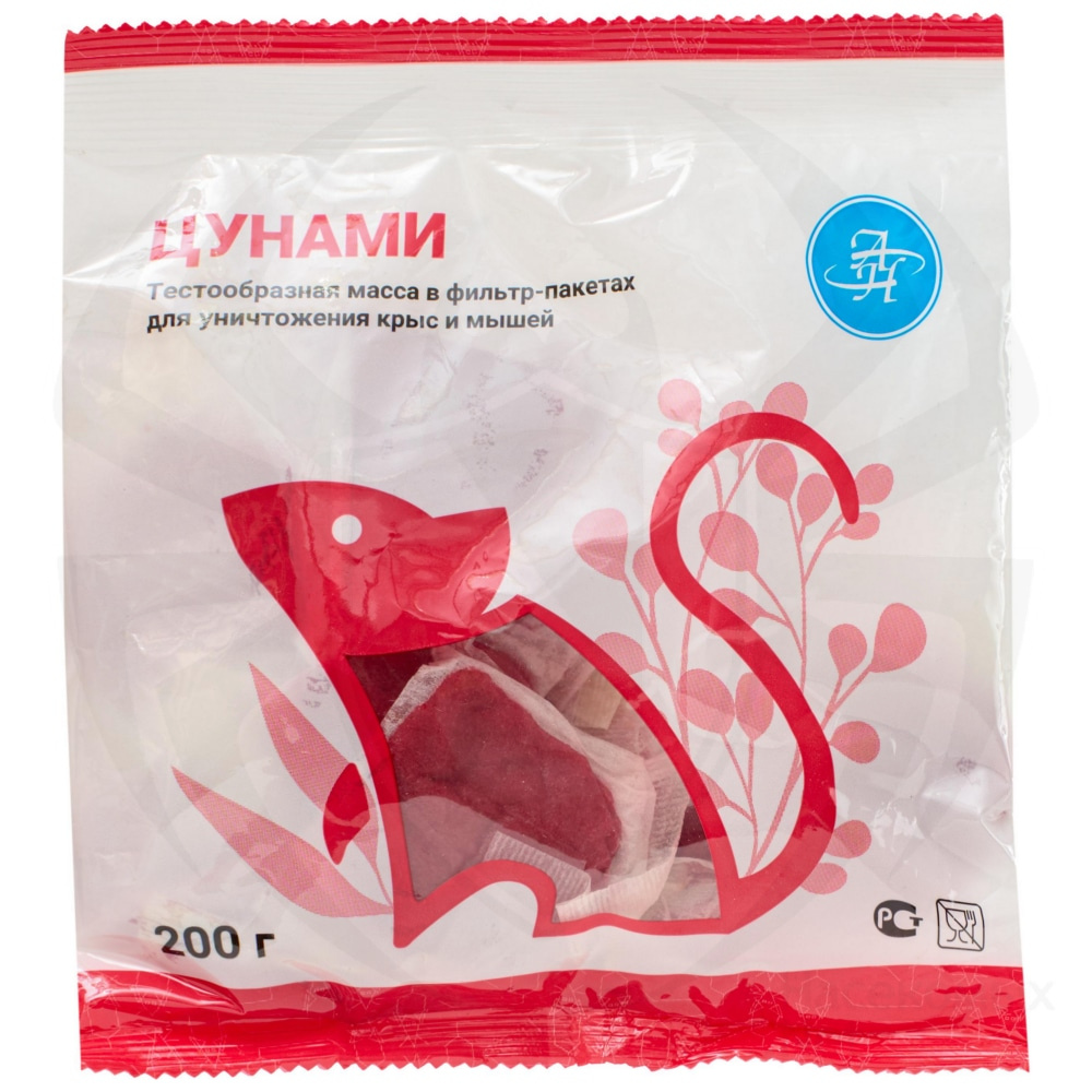 Цунами приманка от грызунов, крыс и мышей (мягкие брикеты), 200 г