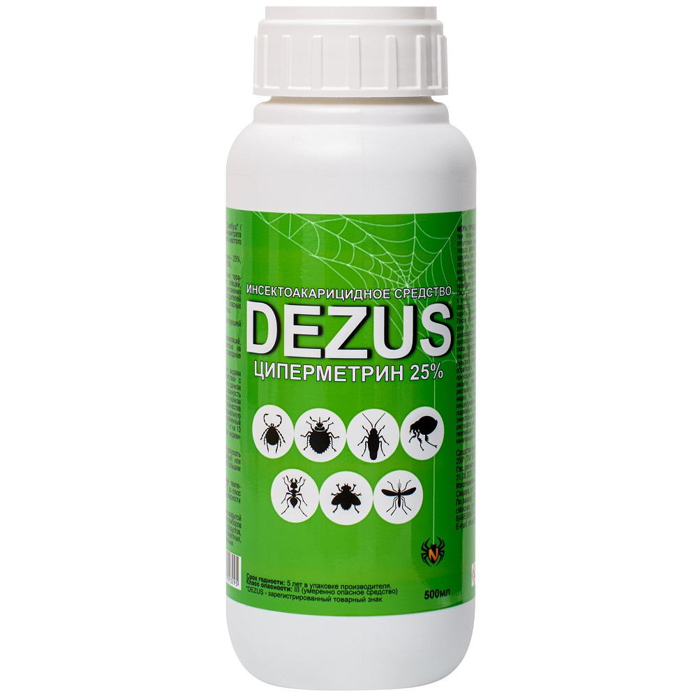 Dezus (Дезус) Циперметрин средство от клопов, тараканов, блох, муравьев, комаров, клещей, 500 мл