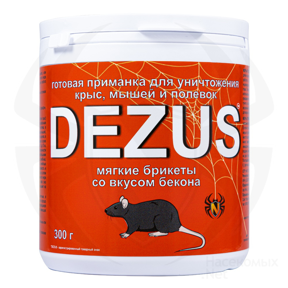Dezus (Дезус) приманка от грызунов, крыс и мышей (мягкие брикеты) (бекон), 300 г
