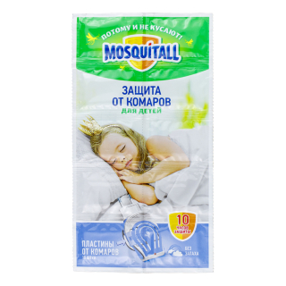 Mosquitall (Москитол) Нежная защита пластины от комаров (без запаха) (для детей), 10 шт