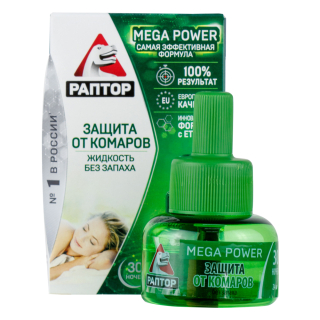 Раптор Mega Power жидкость от комаров (30 ночей), 24 мл