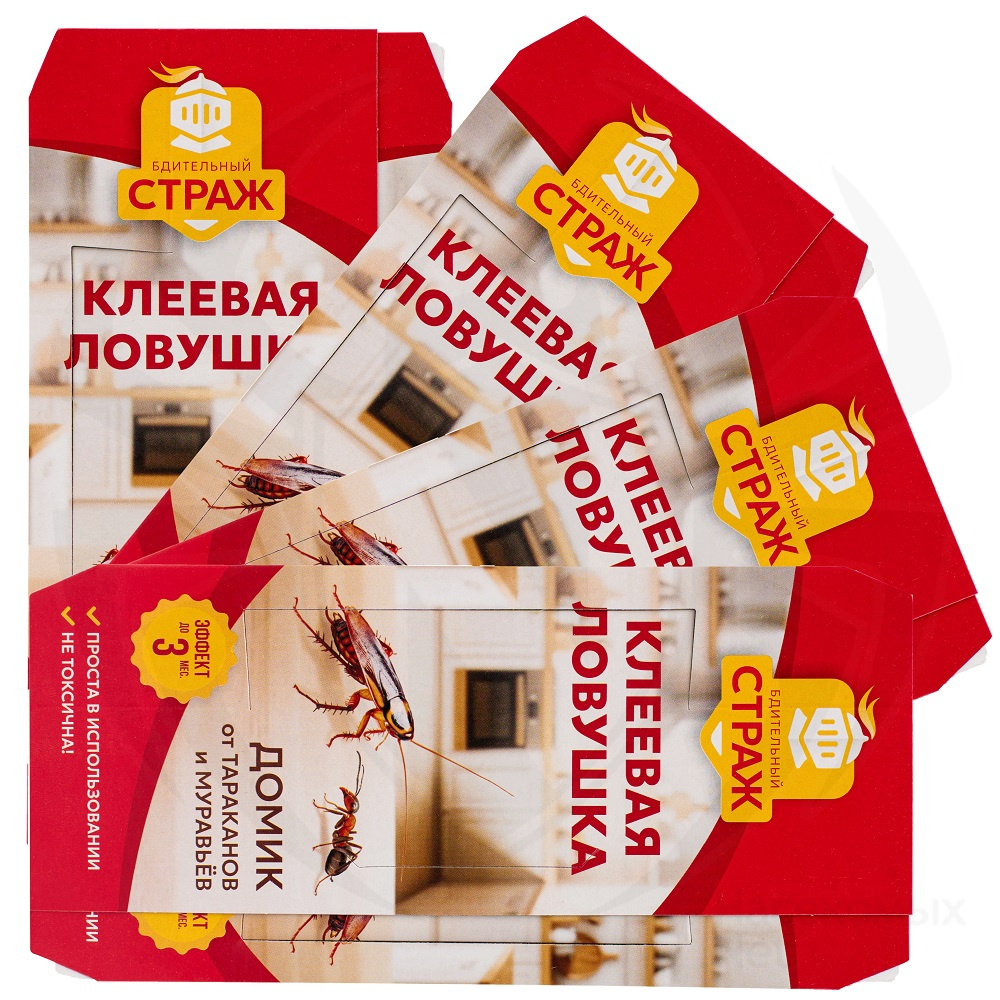 Бдительный Страж клеевая ловушка от тараканов и муравьев, 4 шт